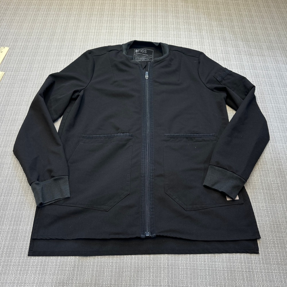 Figs Technical Collection Bellery Scrub Jacket Womens Small Black Full Zip